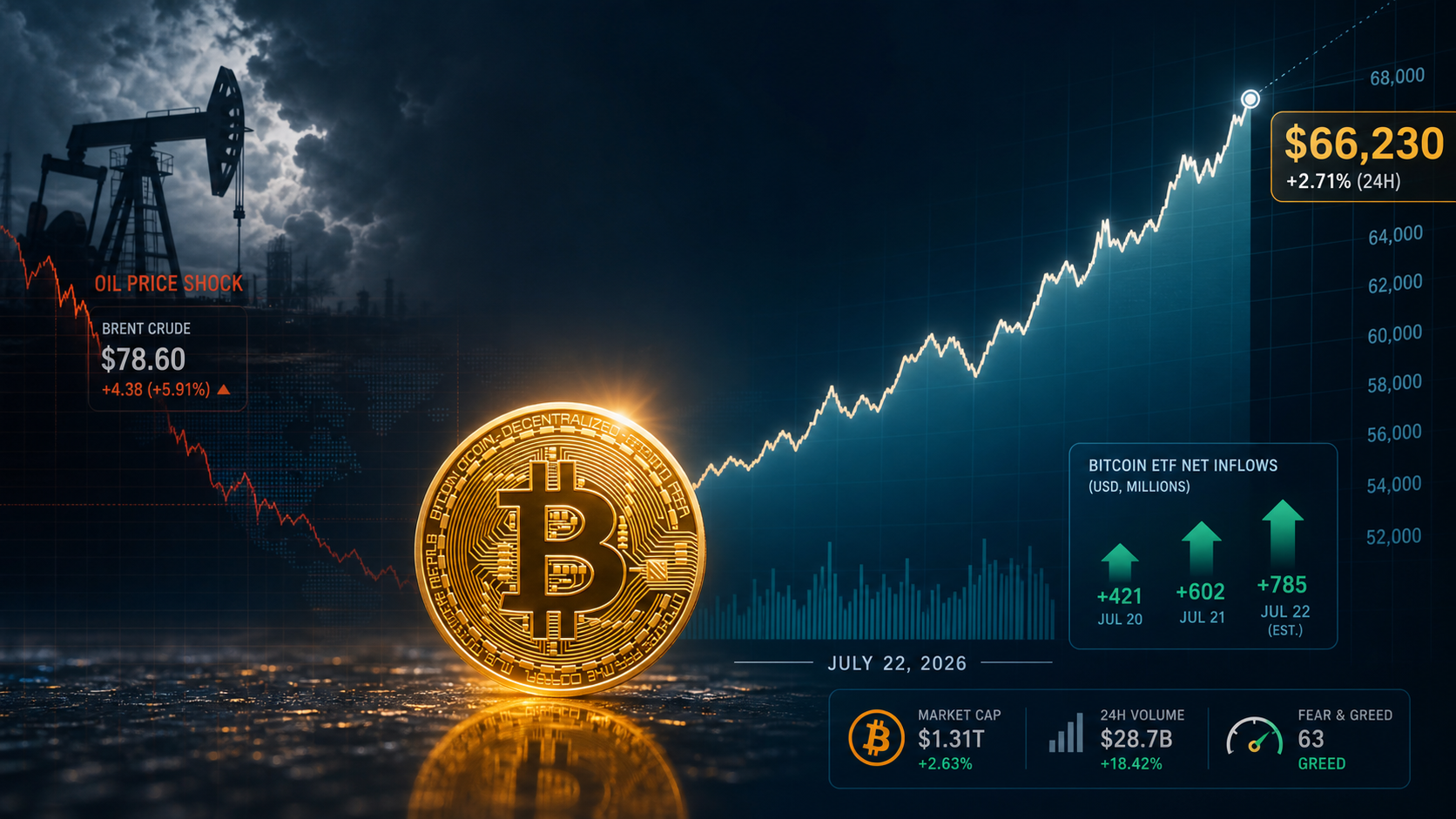 Bitcoin Slips From $66K on July 22, 2026. ETFs Keep Buying.
