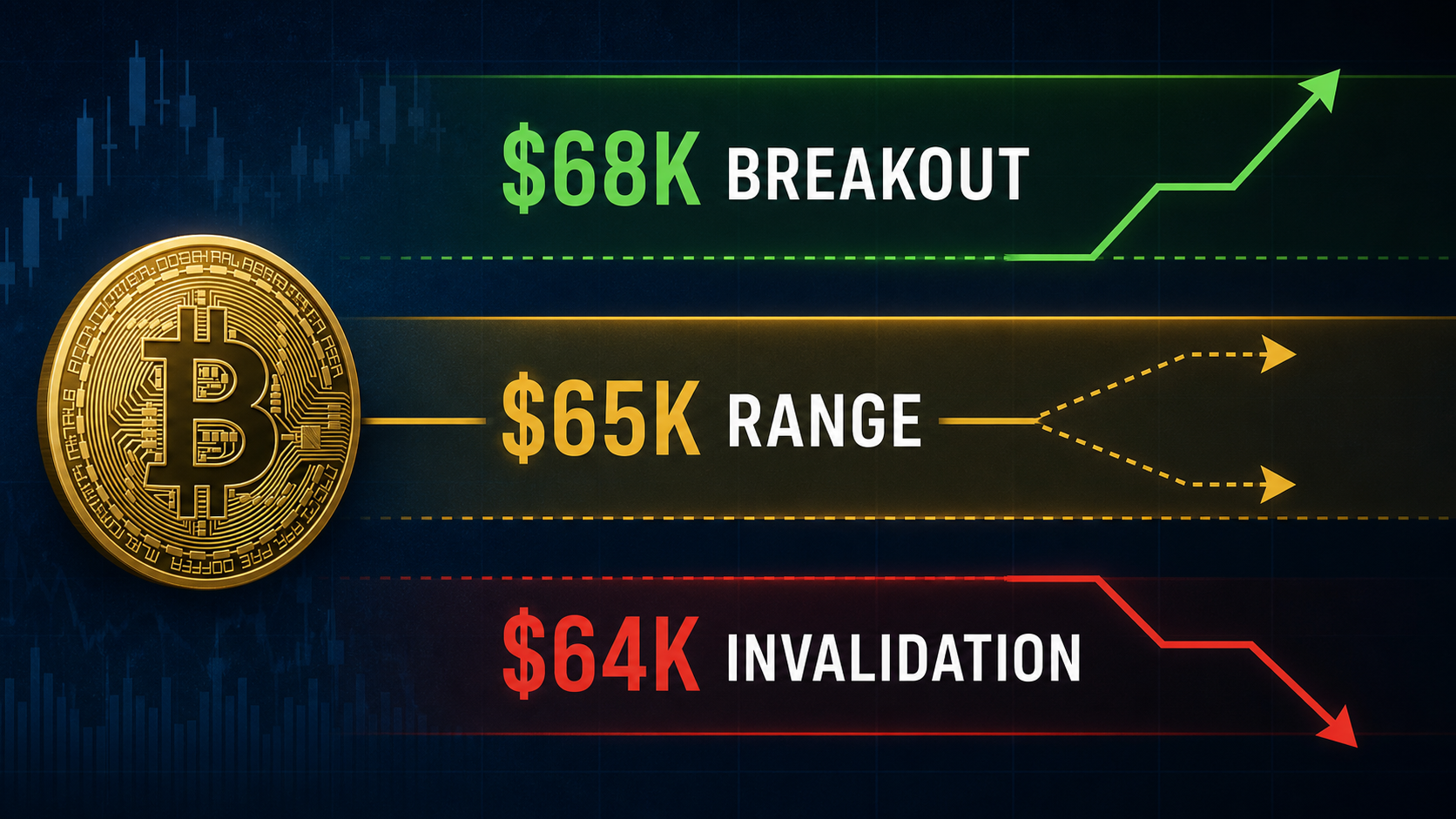 Bitcoin's July 24 decision map: breakout above $68K, range near $65K, invalidation below $64K